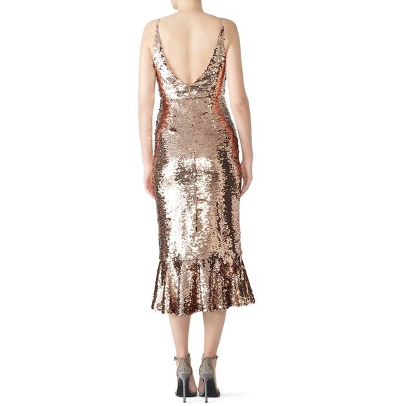 SALONI Aidan Bronze Copper Sequin Mesh Sleeveless V-Neck Sheath Dress Size US 6 - Picture 2 of 16